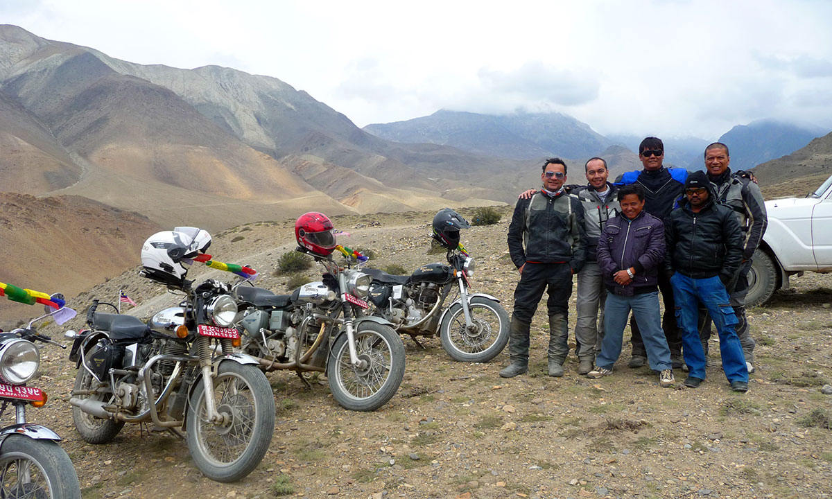 A great group of riders from Malaysia and WTN team below Muktinath.