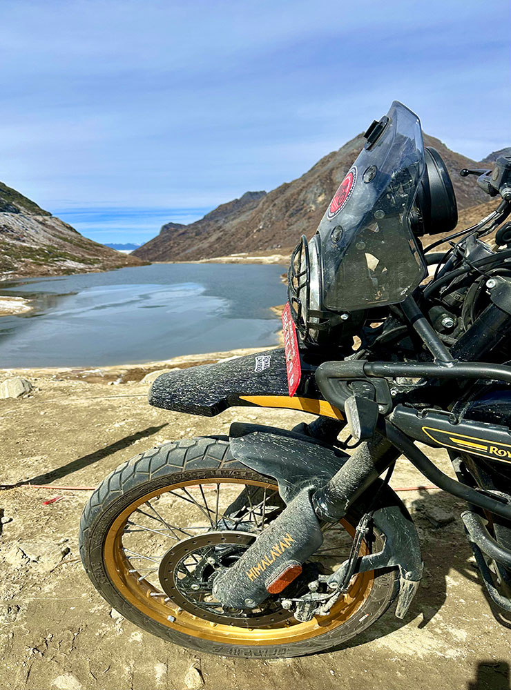 Himalayan 450 at Sela Pass. Wild Tracks Nepal motorbike Tours